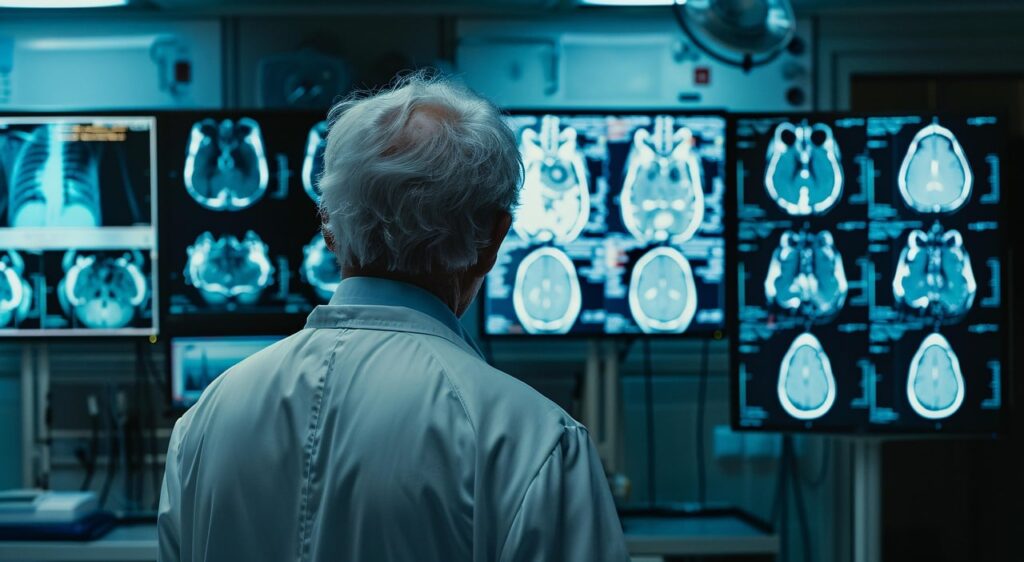 Digitális hálózati háttér és technológiai elemek, amelyek a TAR-200 hólyagimplantátum forradalmi orvosi megoldását szimbolizálják a hólyagrák kezelésében